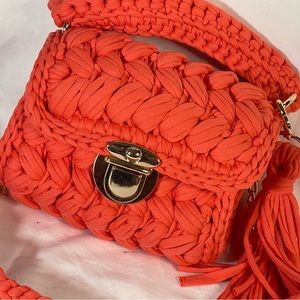 Tshirt yarn handmade crochet bag